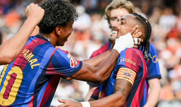 برشلونة ينفرد في الصدارة بخماسية على حساب فالنسيا